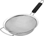 9" Large Extra Fine Mesh Strainer with Thermo Plastic Rubber Handle - Sieve Fine