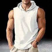Men's Tank Top Vest Top Undershirt Sleeveless Shirt Sleeveless Hooded Summer Plain Fashion Designer Basic Classic Vacation Street Going out Black White Blue To
