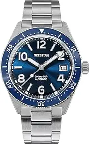 [Sugess] Super LUME x Domed Sapphire Crystal Glass 200m Mechanical Diver Mens Watch S434-2.03, Silver