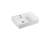 595*420mm MER Wall-hung Rectangular High Gloss White Basin L/H Bowl With Mixer Hole