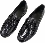 [Generic] Authentic Crocodile Skin Deep Blue Men's Tassel Moccasins Shoes Genuine Exotic Alligator Leather Male Slip-on Dress Flats