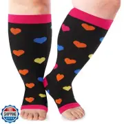 LOUSGUTA Open Toe Plus Size Compression Socks for Women and Men 15-20 mmhg To