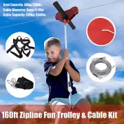 48M Zip Line Kit Flying Fox for Kids Playground Cubby House Zipline Spring Brake