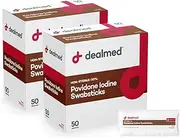 Dealmed Povidone Iodine 10% Swabsticks - Individually Sealed Packets Perfect for Wound Care and Portable First Aid Kits, 50/Box (Pack of 2)
