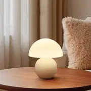 Clora USB Bedside Table Lamp Glass Nightstand Light Modern Home Decor Ceramic Base White