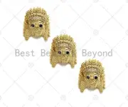 CZ Micro Pave Pharoah Head Spacer Beads, Cubic Zirconia Pharoah Head Spacer