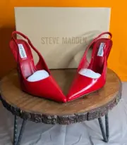 Steve Madden Reyes Red Patent Slingback Heels Size 7