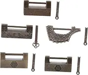 Angoily Antique Style Chinese Padlock Sets Copper Material Safe Vintage Lock for Jewelry Box Decorative
