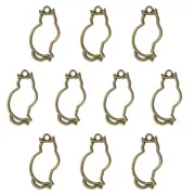 20Pcs Cat Shaped Alloy Open Back Bezel Pendants Resin Frame, Bronze