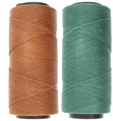 2 Knot It Waxed Polyester Cord 1mm Diameter 144M Spools (Chestnut, Evergreen)
