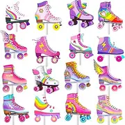 Roller Skates Theme Cupcake Toppers
