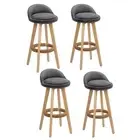 Artiss 4x Bar Stools Kitchen Dining Chairs Linen Padded Wooden Stool Grey