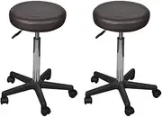 Modern Office Stools with Swivel Wheels, Round, Height Adjustable, Rolling Stool Chairs for Kitchen Office Home, Set of 2, 35.5 x 35.5 x (64-84) cm