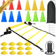Agility Training Set, 12 Cones, 4 Hooks, 12 Obstacles, Ladder, Jump Rope