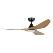 Surf DC Ceiling Fan 48" With LED Light Black and Burmese Teak Blade - 20549717