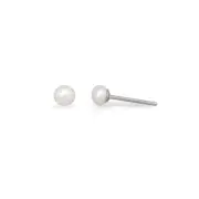 Small White Cultured Freshwater Pearl Stud Sterling Silver Earrings, Made in USA