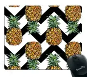 Smooffly Pineapple Mouse Pad Custom,Pineapple on Black White Chevron Pattern
