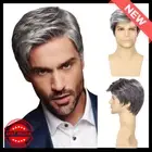 NEW Handsome Men's Wig Ombre Grey Black Synthetic Hair Natural Looking Young Men