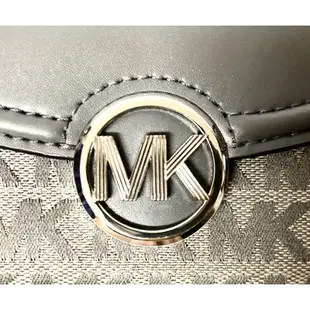 MICHAEL KORS MK 灰色 老花 真皮 長夾 皮夾 保證正品