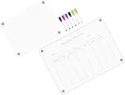 HONMEET 1 Set Magnetic Acrylic Dry Erase Calendar Board for Fridge Monthly Weekly Planner Reusable Memo Whiteboard for Home Office Organization