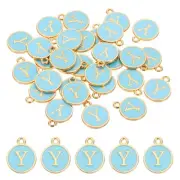 Letter Charm, 30 Pcs Capital Initial Alphabet Y Letter Charm for Bracelet, Blue