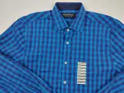 Nick Graham Men's Nick Graham Long Sleeve Blue Plaid Shirts Size M 15.5 (34-35)