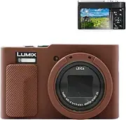 Rieibi ZS99 Camera case, Soft Camera Silicone Protective Case for Panasonic Lumix DC-ZS99, Accessories with 2 PCS Screen Protector, Lightweight - Coffee