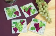 Wine & Grapes Drink Glass Coasters Set of 4 - Great Wine Decor!
