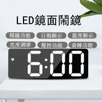 在飛比找樂天市場購物網優惠-【免運】LED靜音智能鏡面鬧鐘 數字小鬧鐘 桌面時鐘 透明電