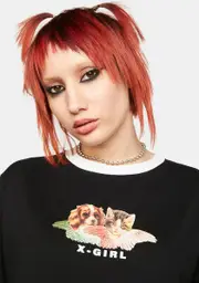 [x-Girl] Dog & Cat Angel Short Sleeve Graphic Tee
