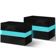 2x ALFORDSON 2 Drawers Bedside Table Miron LED Nightstand (Black)