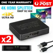 2x 4K HDMI Splitter Amplifier 1In2 Out Video Duplicator Full HD 3D Foxtel DVD