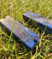 DnB Customz 5 String Soapbar, Humbucker Jazz Bass Pickup Covers Set Blue Nebula