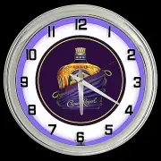 16" Crown Royal Whisky Bottle Sign Purple Neon Clock Man Cave Bar Garage
