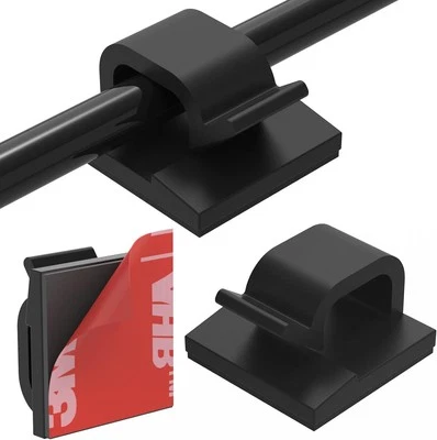 Cable Clips 40pcs with Strong Adhesive Tapes,Wire Holder Black- CC05(40PCS)