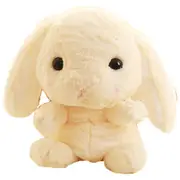 Plush Rabbit Long Ear Bunny Kids Bag Student Plush Toys Children Backpack(Light Yellow)