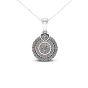 0.25 CT. T.W. Composite Natural Diamond Double Circle Frame Heart Pendant in 10K Two-Tone Gold