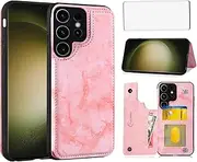 [Asuwish] Mobile Phone Case for Samsung Galaxy S23 Ultra 5G Case with Screen Protector Card Slot Foldable Marble Leather Wallet Stand S23Ultra 23S S 23 23Ultra Mobile Phone Cases Protective Phone Case