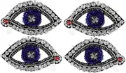 jojofuny 4pcs Beaded Eye Applique Patches Rhinestone Embroidered Decorative Eye Motif for Clothing Hats Sandals DIY Crafts Stylish Durable and Easy to Sew Fashion Accessories
