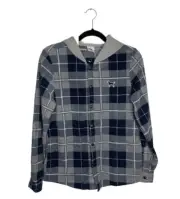The Black Dog Kids Unisex Microfleece Plaid Flannel Hooded Shacket NWT