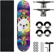 Sports Beginner Skateboard, (Alpaca Pattern) 31-inch Seven-Layer Maple Four-Wheel Professional Skateboard Suitable for Young Adults