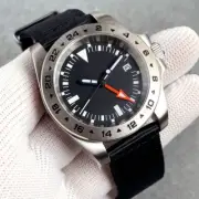 39mm Tandorio Black Dial NH34A GMT Automatic Mens Wrist Watch Fixed Steel Bezel