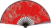 [Generic] Chinese Folding Hand Fan | Vintage Folding Clacking Fan | Carnival Cosplay Props Decoration for Dancing, Portable Hot Weather Cooling Tools