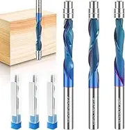 3Pcs 1/4inch Shank Spiral Flush Trim Router Bit Set Carbide Top Bearing Flush Trim Bit High Hardness Spiral Bit with Up Down Compression Router Bit Down Cut Bit and Up Cut Bit