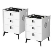 Oikiture Set of 2 Smart Bedside Tables White