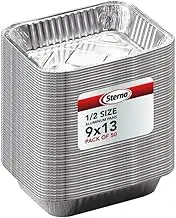 Sterno Aluminum Pans Half Size, 9x13, Disposable Foil Tray for Baking, Roasting, Chafing, & Steming (50pcs)
