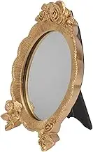 1Pc Oval Resin Mirror European Style Handheld Makeup Mirror for Women Portable Compact Design for Home and Travel Unique Present with Flower Relief