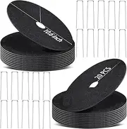 20Pack Non-Woven Tree Mulch Ring 10.6 Inch Tree Rings for Weed Control, Root Protection, Reusable Tree Mat with 20 Staples Stakes, Round Tree Ring Grass Pets Damage