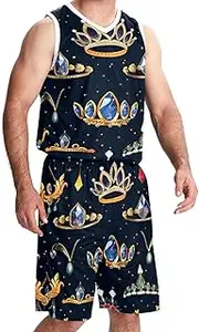 [FNETJXF] Basketball Jersey and Shorts, Custom Basketball Jersey, Mens Basketball Jerseys, Cute Cartoon Diamond Pattern