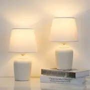 Small Table Lamps Set of 2 White Bedside Nightstand Reading